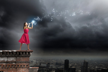 Woman playing fife