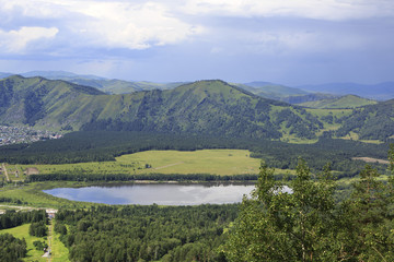 Fototapeta na wymiar Beautiful summer landscape. Manzherok lake in Altai.