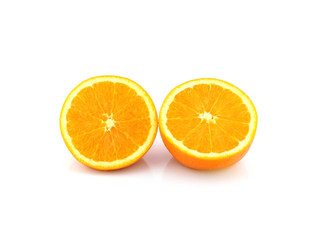 Slice of fresh orange isolated on white background