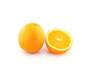 Slice of fresh orange isolated on white background