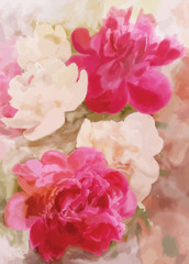 Greeting floral card with peony