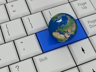 Laptop Keyboard With Earth On Enter Key