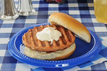 Grilled salmon burger