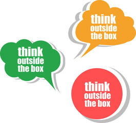 think outside the box. Set of stickers, labels, tags. Business