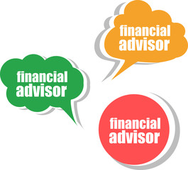 financial advisor. Set of stickers, labels, tags. Template