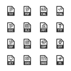 File type icons: Texts, fonts and page layout – Bazza series