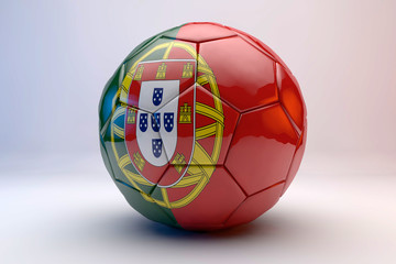 3d render of soccer ball with portugal flag.