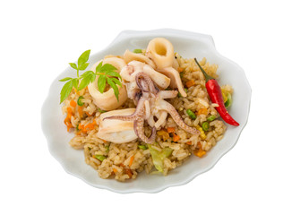 Fried rice with calamari