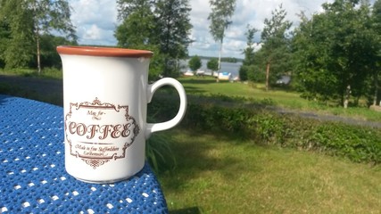 Obraz premium Kaffe med utsikt