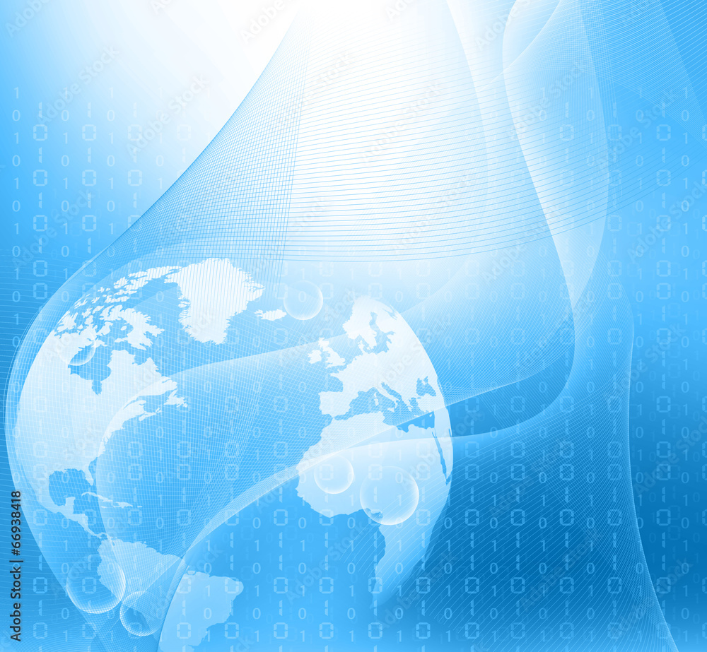 Poster digital world on abstract background .