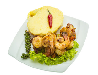 Garlic shrimps with potato