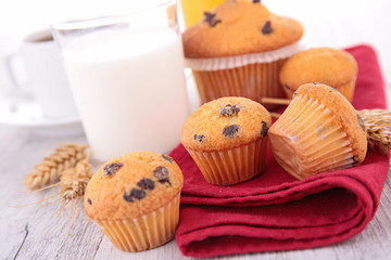muffin with milk and coffee