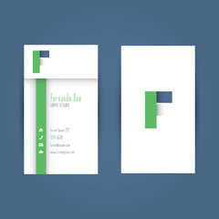 Modern Colorful Business Carde Template with Alphabet Letter F