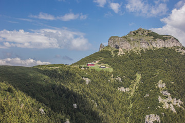 Fototapeta na wymiar View on the top of the Ceahlau mountain range
