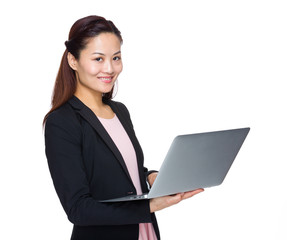 Business woman use portable computer