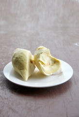 Durian fruit in dish.