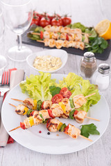 meat kebab and vegetable