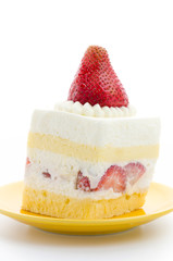 Strawberry cheesecake isolated on white background