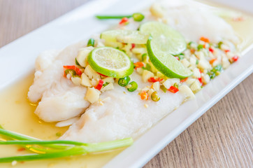 Steamed basa fish