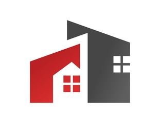 house logo real estate symbol red rise building icon