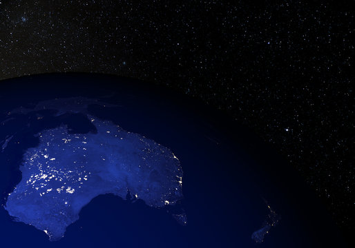 The Earth From Space At Night. Australia.