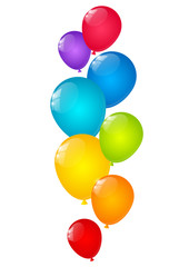Color balloons on white background