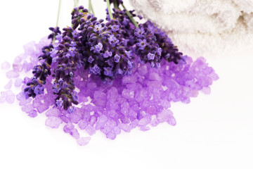 Lavender flowers and the bath salt - beauty treatment