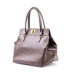 Woman leather bag isolated white background