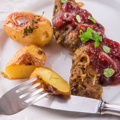 roasted liver with bake potato