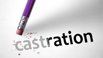 Eraser deleting the word Castration