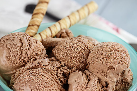 Chocolate Ice Cream and Wafers