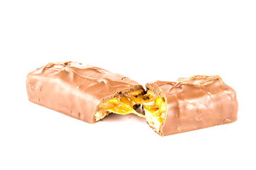 Chocolate bar isolated white background