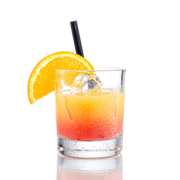 Campari orange cocktail, isolated on white
