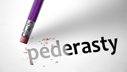 Obraz premium Eraser deleting the word Pederasty