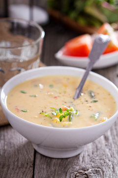 Vegetables and corn chowder