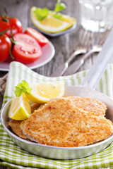 Pork schnitzel with parmesan