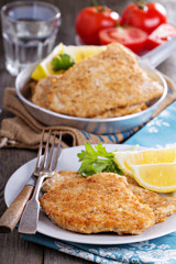 Pork schnitzel with parmesan