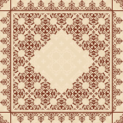 quadratic background with vintage ornament - vector