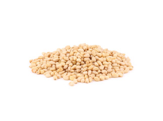 Heap of peeled pine nuts.