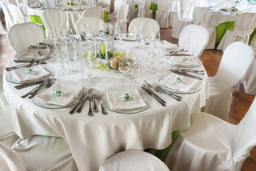 Table set for an event party or wedding reception