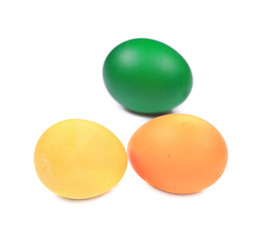 Three colored easter eggs.