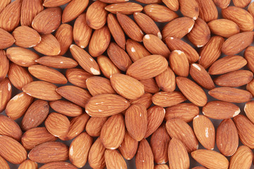 Almonds nuts close up. Macro.