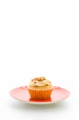 Nuts cupcake isolated on white background