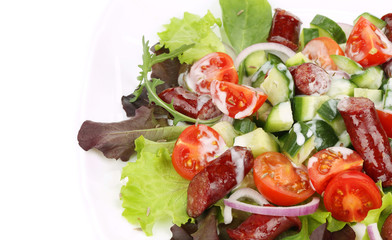 Salad with sausages.
