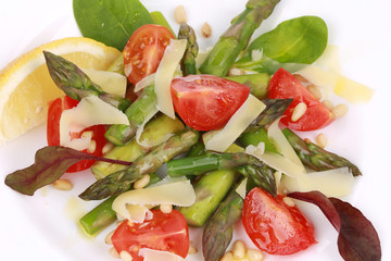 Close up of asparagus salad.