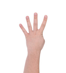 Fototapeta premium Four fingers. Man's hand.