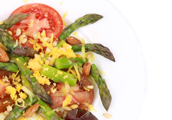 Close up of asparagus salad.