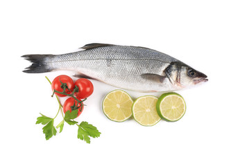 Fresh seabass with tomatoes and parsley.