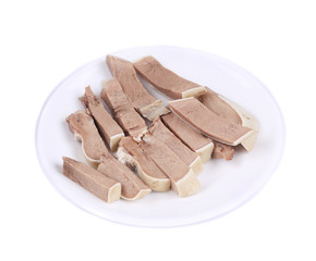 Small pieces of chopped cow tongue.