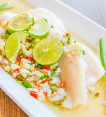 Steamed basa fish